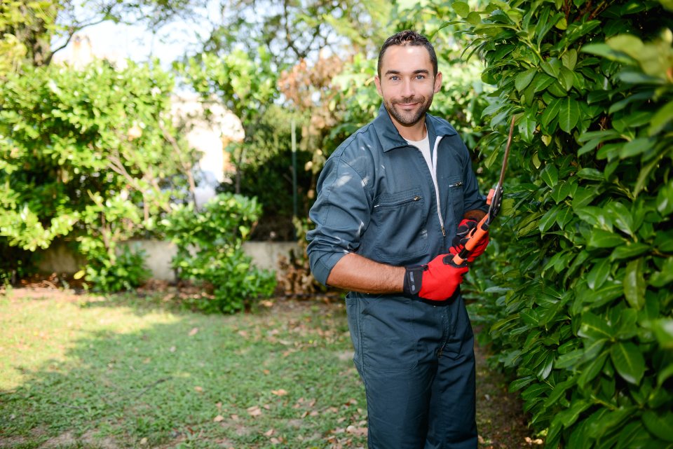 Gartenhelfer mit Heckenschere